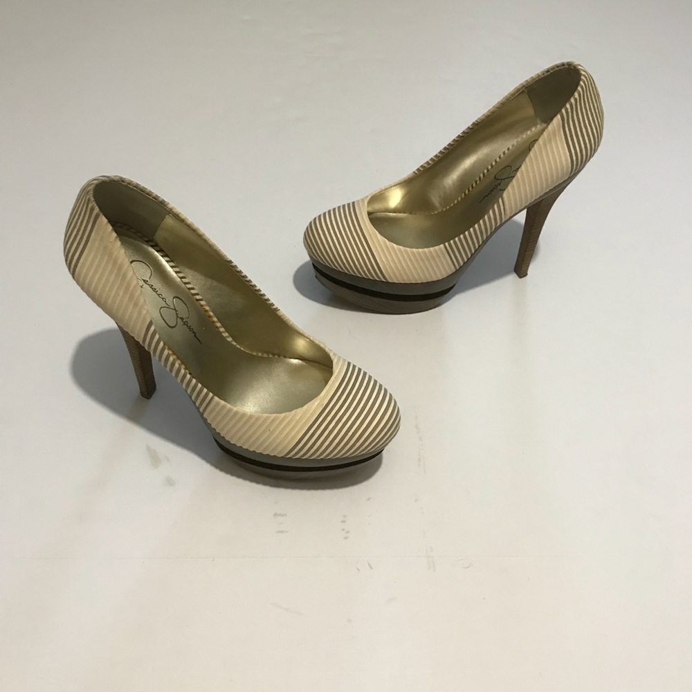 Jessica Simpson Colie Sand striped platform heels